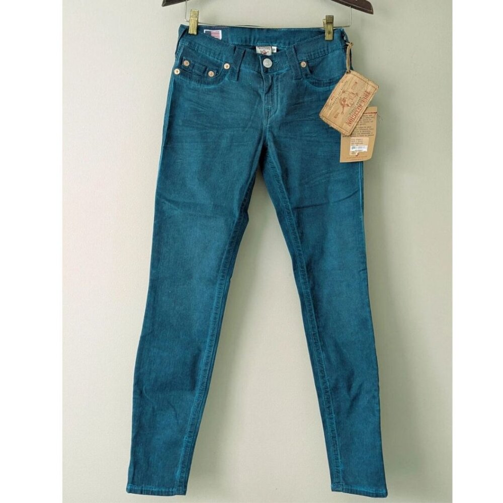 True Religion Women's Jeans NWT Casey Peacock Size 28 Skinny Made in USA